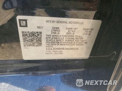 Zdjęcie 12 z 12 samochodu: 2018 CHEVROLET SONIC LT VIN:1G1JD5SH9J4100576 - miniatura
