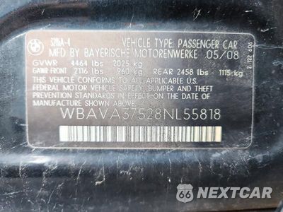 Zdjęcie 12 z 12 samochodu: 2008 BMW 328 I VIN:WBAVA37528NL55818 - miniatura