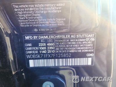 Zdjęcie 12 z 12 samochodu: 2007 MERCEDES-BENZ SL 550 VIN:WDBSK71FX7F125852 - miniatura