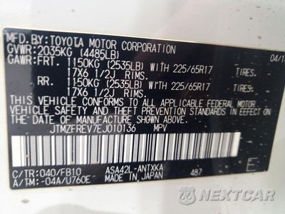 Zdjęcie 13 z 13 samochodu: 2014 TOYOTA RAV4 LE VIN:JTMZFREV7EJ010136 - miniatura