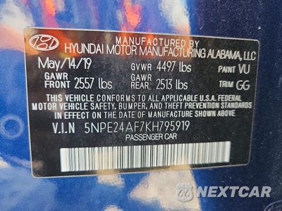 Zdjęcie 12 z 12 samochodu: 2019 HYUNDAI SONATA SE VIN:5NPE24AF7KH795919 - miniatura