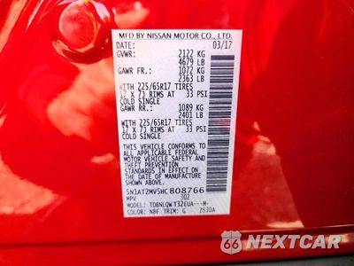 Zdjęcie 12 z 12 samochodu: 2017 NISSAN ROGUE SV VIN:5N1AT2MV5HC808766 - miniatura