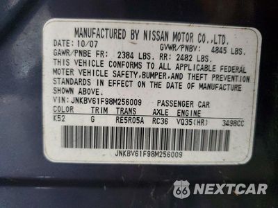Zdjęcie 12 z 12 samochodu: 2008 INFINITI G35 X VIN:JNKBV61F98M256009 - miniatura