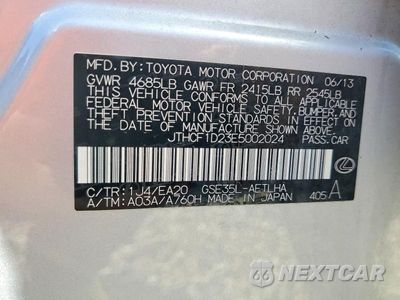 Zdjęcie 12 z 12 samochodu: 2014 LEXUS IS 250 VIN:JTHCF1D23E5002024 - miniatura