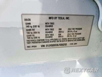 Zdjęcie 14 z 14 samochodu: 2020 TESLA MODEL Y VIN:5YJYGDEE0LF056293 - miniatura