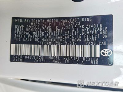 Zdjęcie 12 z 12 samochodu: 2024 TOYOTA COROLLA LE VIN:5YFB4MDE2RP122517 - miniatura