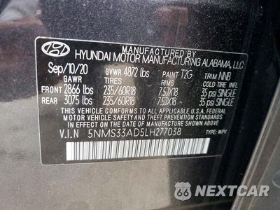 Zdjęcie 13 z 13 samochodu: 2020 HYUNDAI SANTA FE SEL VIN:5NMS33AD5LH277038 - miniatura