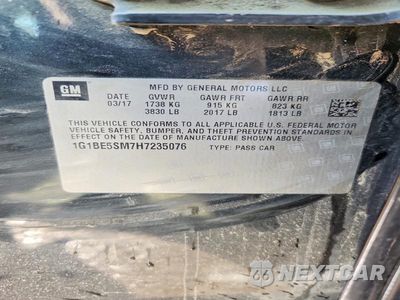Zdjęcie 12 z 12 samochodu: 2017 CHEVROLET CRUZE LT VIN:1G1BE5SM7H7235076 - miniatura