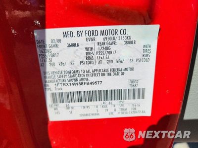 Zdjęcie 12 z 12 samochodu: 2008 FORD F150 VIN:1FTRX14W88FB49577 - miniatura