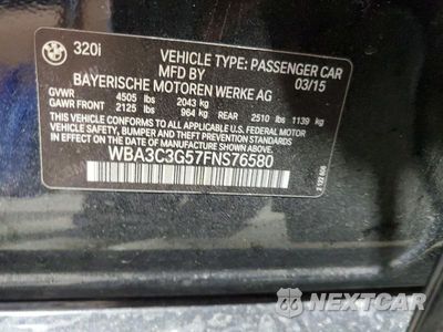Zdjęcie 12 z 12 samochodu: 2015 BMW 320 I XDRIVE VIN:WBA3C3G57FNS76580 - miniatura
