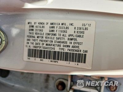 Zdjęcie 13 z 13 samochodu: 2012 HONDA ACCORD EX VIN:1HGCP3F73CA032245 - miniatura