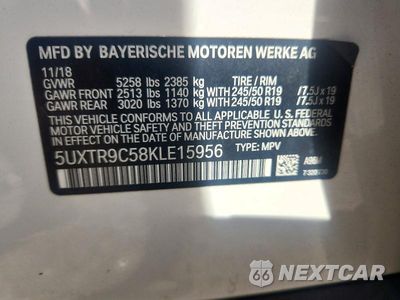 Zdjęcie 13 z 13 samochodu: 2019 BMW X3 XDRIVE30I VIN:5UXTR9C58KLE15956 - miniatura