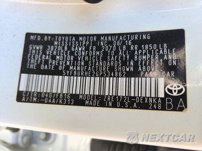 Zdjęcie 12 z 12 samochodu: 2016 TOYOTA COROLLA LE VIN:5YFBURHE2GP534862 - miniatura