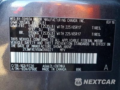 Zdjęcie 13 z 13 samochodu: 2016 TOYOTA RAV4 XLE VIN:2T3WFREVXGW266021 - miniatura
