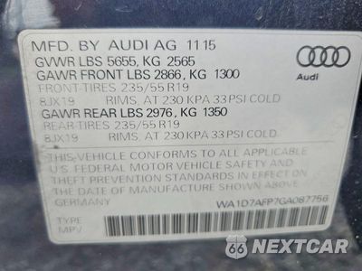 Zdjęcie 13 z 13 samochodu: 2016 AUDI Q5 PREMIUM PLUS S-LINE VIN:WA1D7AFP7GA087756 - miniatura