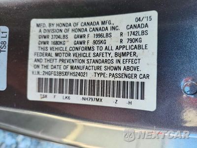 Zdjęcie 13 z 13 samochodu: 2015 HONDA CIVIC LX VIN:2HGFG3B5XFH524021 - miniatura