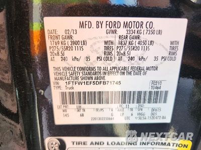 Zdjęcie 12 z 12 samochodu: 2013 FORD F150 SUPERCREW VIN:1FTFW1EF5DFB71745 - miniatura