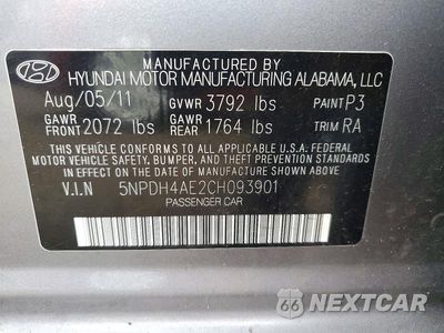 Zdjęcie 12 z 12 samochodu: 2012 HYUNDAI ELANTRA GLS VIN:5NPDH4AE2CH093901 - miniatura