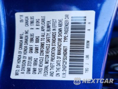 Zdjęcie 12 z 12 samochodu: 2018 HONDA CIVIC LX VIN:2HGFC2F50JH604677 - miniatura