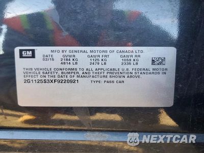 Zdjęcie 12 z 12 samochodu: 2015 CHEVROLET IMPALA LT VIN:2G1125S3XF9220921 - miniatura