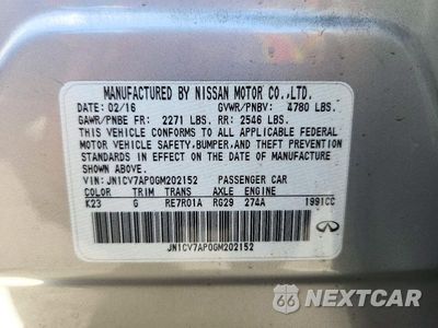 Zdjęcie 13 z 13 samochodu: 2016 INFINITI Q50 2.0T PREMIUM VIN:JN1CV7AP0GM202152 - miniatura