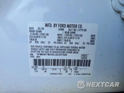 Zdjęcie 13 z 13 samochodu: 2020 FORD EXPLORER VIN:1FMSK7BHXLGC07520 - miniatura