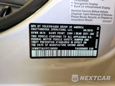 Zdjęcie 12 z 12 samochodu: 2015 VOLKSWAGEN PASSAT SE VIN:1VWBT7A31FC106558 - miniatura