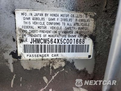 Zdjęcie 12 z 12 samochodu: 2005 HONDA ACCORD LX VIN:JHMCM564X5C001668 - miniatura