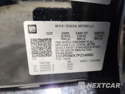 Zdjęcie 12 z 12 samochodu: 2023 CHEVROLET SILVERADO K1500 CUSTOM VIN:1GCPDBEK7PZ149892 - miniatura