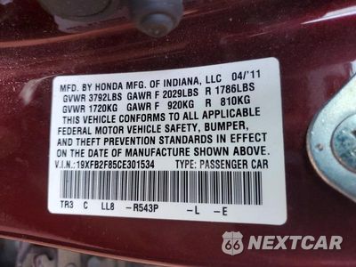Zdjęcie 13 z 13 samochodu: 2012 HONDA CIVIC EX VIN:19XFB2F85CE301534 - miniatura