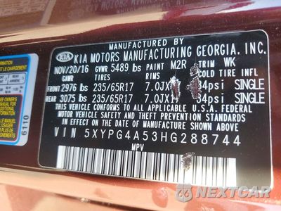 Zdjęcie 13 z 13 samochodu: 2017 KIA SORENTO LX V6 VIN:5XYPG4A53HG288744 - miniatura