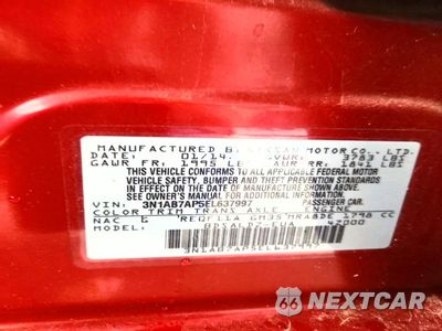 Zdjęcie 13 z 13 samochodu: 2014 NISSAN SENTRA SV VIN:3N1AB7AP5EL637997 - miniatura