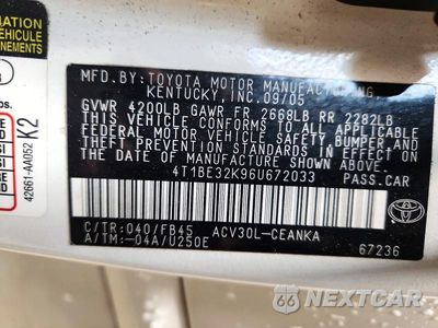 Zdjęcie 12 z 12 samochodu: 2006 TOYOTA CAMRY LE VIN:4T1BE32K96U672033 - miniatura