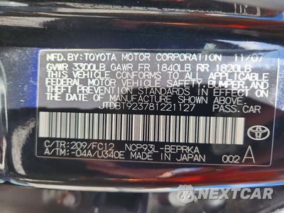 Zdjęcie 13 z 13 samochodu: 2008 TOYOTA YARIS BASE VIN:JTDBT923781221127 - miniatura