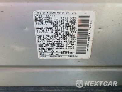 Zdjęcie 13 z 13 samochodu: 2012 NISSAN MURANO S VIN:JN8AZ1MU9CW108247 - miniatura