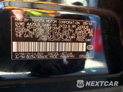 Zdjęcie 12 z 12 samochodu: 2010 LEXUS IS 250 BASE VIN:JTHBF5C2XA5124863 - miniatura