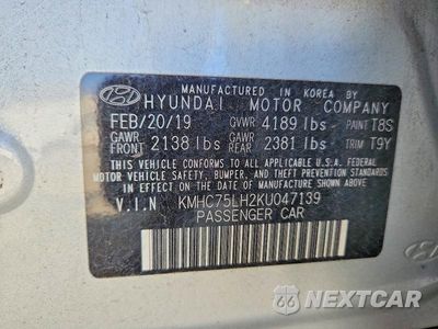 Zdjęcie 12 z 12 samochodu: 2019 HYUNDAI IONIQ ELECTRIC BASE VIN:KMHC75LH2KU047139 - miniatura