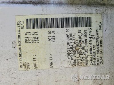 Zdjęcie 12 z 12 samochodu: 2010 NISSAN ALTIMA 2.5 VIN:1N4AL2AP0AN454746 - miniatura