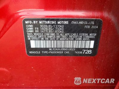 Zdjęcie 12 z 12 samochodu: 2024 MITSUBISHI MIRAGE ES VIN:ML32AUHJ0RH010023 - miniatura