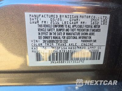 Zdjęcie 12 z 12 samochodu: 2025 NISSAN SENTRA S VIN:3N1AB8BV3SY351292 - miniatura