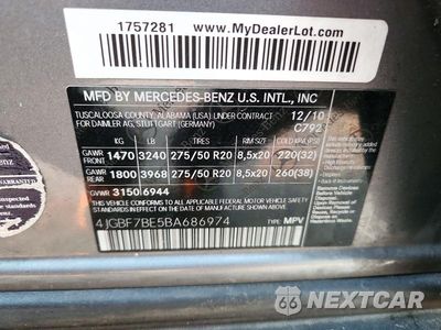 Zdjęcie 12 z 12 samochodu: 2011 MERCEDES-BENZ GL 450 4MATIC VIN:4JGBF7BE5BA686974 - miniatura