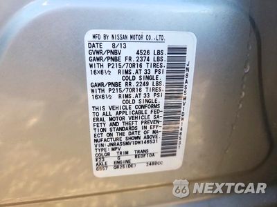 Zdjęcie 14 z 14 samochodu: 2013 NISSAN ROGUE S VIN:JN8AS5MV1DW146531 - miniatura