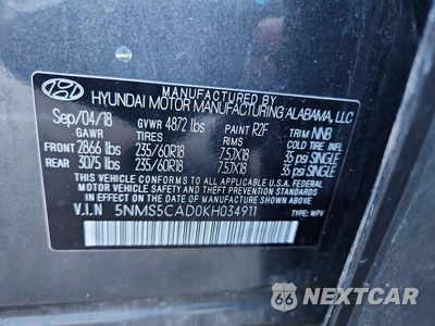 Zdjęcie 13 z 13 samochodu: 2019 HYUNDAI SANTA FE LIMITED 2.4L VIN:5NMS5CAD0KH034911 - miniatura