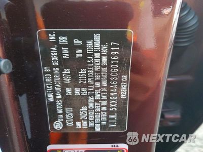 Zdjęcie 12 z 12 samochodu: 2012 KIA OPTIMA EX VIN:5XXGN4A63CG016917 - miniatura