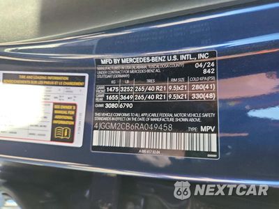 Zdjęcie 12 z 12 samochodu: 2024 MERCEDES-BENZ EQE SUV 500 4MATIC VIN:4JGGM2CB6RA049458 - miniatura