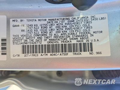 Zdjęcie 13 z 13 samochodu: 2007 TOYOTA TACOMA V6 VIN:5TELU42N67Z426772 - miniatura