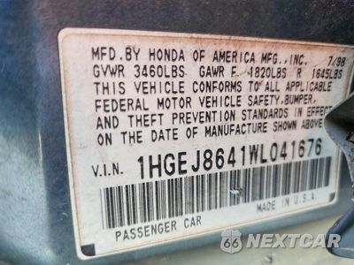 Zdjęcie 12 z 12 samochodu: 1998 HONDA CIVIC EX VIN:1HGEJ8641WL041676 - miniatura