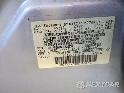 Zdjęcie 13 z 13 samochodu: 2011 NISSAN SENTRA SL VIN:3N1AB6AP3BL720737 - miniatura