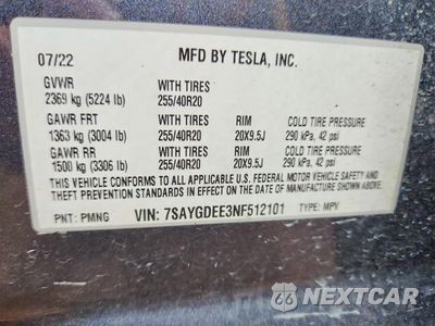 Zdjęcie 12 z 12 samochodu: 2022 TESLA MODEL Y VIN:7SAYGDEE3NF512101 - miniatura
