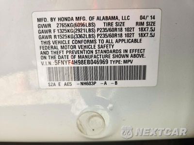 Zdjęcie 13 z 13 samochodu: 2014 HONDA PILOT TOURING VIN:5FNYF4H98EB046969 - miniatura